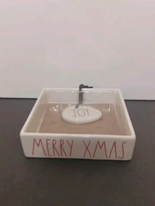 Rae Dunn White MERRY CHRISTMAS JOY 6" X 6" X 2"Holiday Ceramic Napkin Holder NEW - Picture 1 of 10