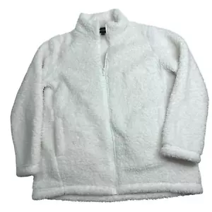 Zenana Damen Sherpa Fleecejacke weiß durchgehender Reißverschluss Größe L - Bild 1 von 6
