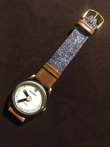 Vintage Pierre Damenuhr Denimband Lederband - Bild 1 von 6