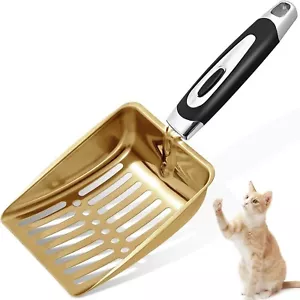 Stainless Steel Cat Litter Scoop  Metal Medium Cat Litter Scooper Golden - Picture 1 of 7