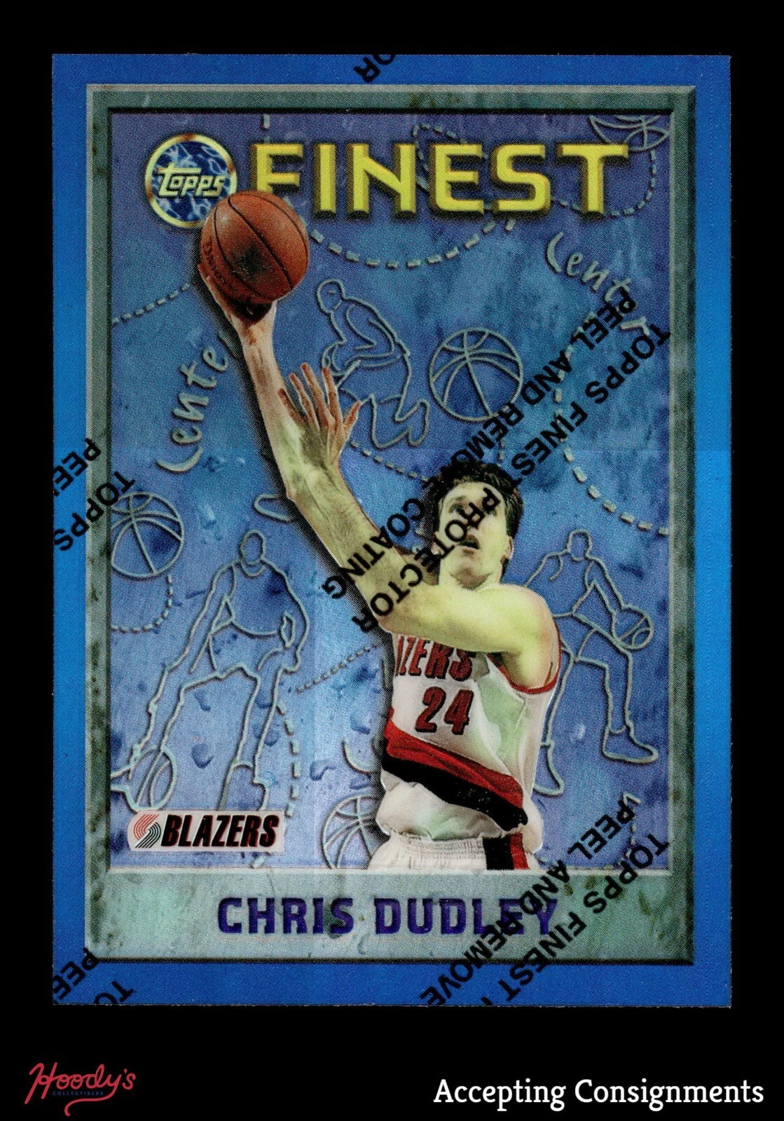 1995-96 Finest Refractors #74 Chris Dudley w/ Protector TRAIL BLAZERS