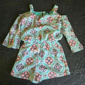 GIRLS SMALL MY MICHELLE TEAL ROMPER - Picture 1 of 6
