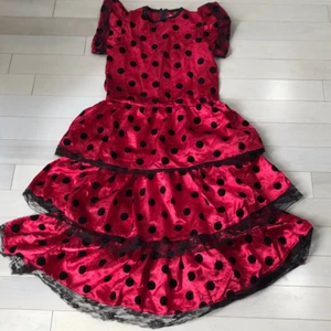 Costume Express Girls Polka Dots Mexican Spanish Girls LayeredDress Red Large Da - Picture 1 of 3