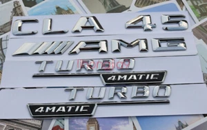 "CLA45 + AMG + TURBO AMG" Letters Trunk Embl Badge Sticker for Mercedes Benz - Foto 1 di 8
