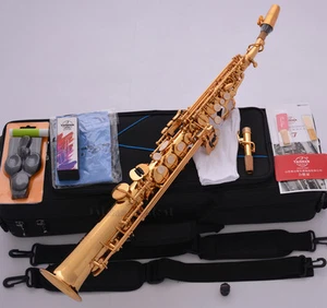 Professional TAISHAN Gold Soprano Sax Saxophone High F# 2 Necks ALL Accessories - Picture 1 of 6