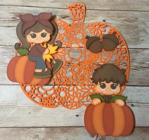 Fall Boy & Girl paper piecing premade piecing for scrapbook die cut CFAIRIES - Picture 1 of 6