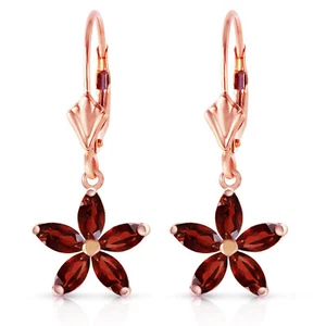 14K. SOLID GOLD LEVER BACK EARRING WITH NATURAL GARNET - Picture 1 of 21