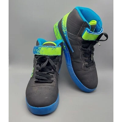 Unisex Youth FILA VULC Size 5 5Y Black Green High Top Tennis Shoes Neon Splatter - Image 1 of 4