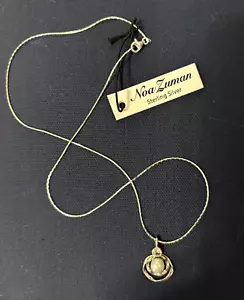 Noa Zuman Sterling Silver Freshwater Pearl & CZ Necklace Made In Israel 18" NWT - Picture 1 of 8
