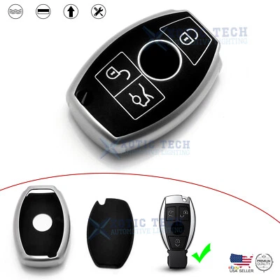 Funda Carcasa Llavero Sin Llave Protección Completa Negra Para Mercedes Benz 3 Botones Foto 1 de 4