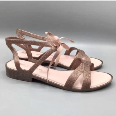 Melissa + Jason Wu Sandals Womens 5 US Ophelia Low Strappy Pink Glitter Tie #sh5 - Image 1 of 4