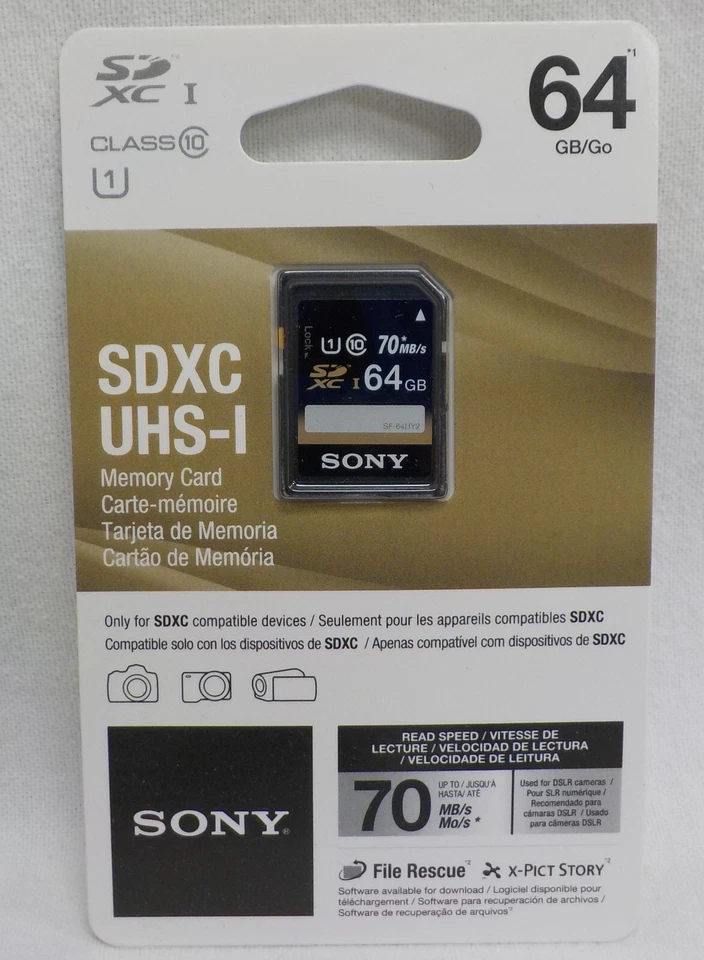 Tarjeta de memoria Sony 64 GB, clase 1 SDXC UHS-I - SF64UY2/TQ Foto 1 de 1