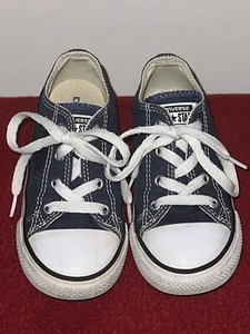 Converse All Star Shoes Navy Blue Low Top Sneakers Infant Toddler Size 9 - Picture 1 of 9