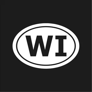 Wisconsin WI initials Vinyl Decal Window Oval WI Laptop Sticker - Imagen 1 de 12