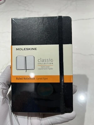Новый черный молескин жесткий чехол Ruled ноутбука, с подкладкой страницы, 3,5 x 5,5 дюйма. - Изображение 1 из 4