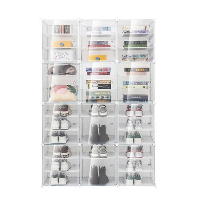 For 36 Pairs Shoes 12 Tiers Shoe Rack Box Organizer Stackable Cabinet Storage - Image 1 of 4