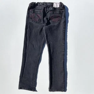 True Religion Jeans Geno Relaxed Slim Stretch Black Denim Jeans Kids Youth 7 - Picture 1 of 7