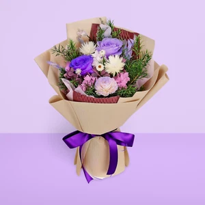 Preserved Flowers Bouquet Purple Flowers Delivery Valentine's Day Mother's Day - Picture 1 of 5