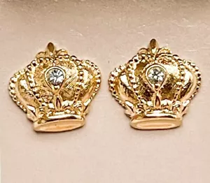 Avon KÖNIGLICHE KRONE durchbohrter Ohrstecker 0,55"" 1989 Goldton VINTAGE NOS! - Bild 1 von 19