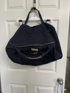 Vintage SQUARE RIGGER Lands’ End Carry On Canvas Navy Blue Duffle Travel Bag - Picture 1 of 8