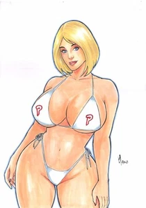 POWER GIRL SEXY 8X11 PINUP- ORIGINAL COMIC PAGE BY H.RIC JN2 - Picture 1 of 2