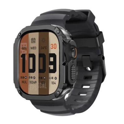 GEEKTHINK Soft Comfortable Silicone Band & Protective Case for Apple Watch 44/45/46/49mm