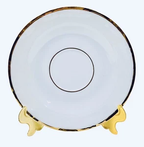 Baum Brothers Poland Embossed Scrolls Porcelain White Gold Trim Saucer NEW - Picture 1 of 5