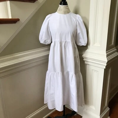 Nasty Gal Smock его им Midi платье женщин маленький белый ворота Puff рукав - Изображение 1 из 4