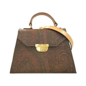 Etro 2 way paisley pattern handbag mini shoulder bag crossbody women's Brown