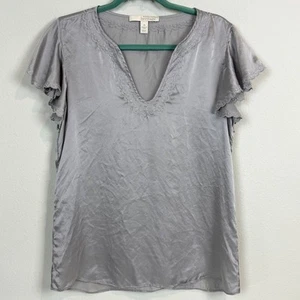 Banana Republic Heritage grau bestickte Seidenbluse M - Bild 1 von 7