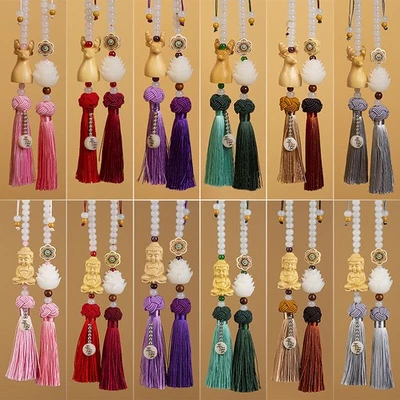 Espejo Retrovisor Coche Colgante Talla Auto Accesorios Colgante Decoración Borla Foto 1 de 4