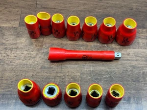 Wiha 13 Piece Insulated 3/8" Drive Inch/Metric/SAE Sockets & Extension Germany - Picture 1 of 24
