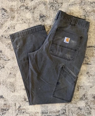 Carhartt Rugged Flex Rigby Dungarees Work Pants for Men, Size 32Wx32L - Gravel - Image 1 of 4