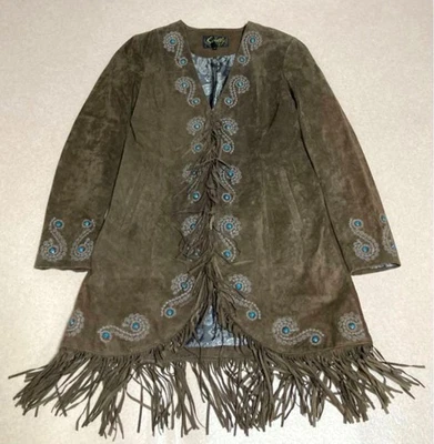 y2k Good Condition Scully Western Suede Coat Jacket Fringe - Image 1 of 4