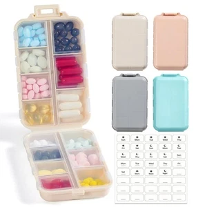 4 Pack, 14 GRIDS Travel Pill Organizer Box with Labels - Travel Medicine Case... - Picture 1 of 7