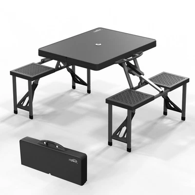 Portable Folding Camping Picnic Table with Chair Seats Portable Table Sets - Image 1 of 4