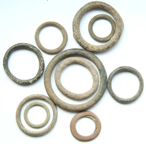 Group Of Celtic Bronze Proto-Money Rings - Picture 1 of 22