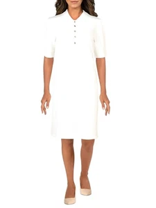 Vestido camisero blanco manga corta cuello persecución Lauren Ralph Lauren para mujer talla L - Imagen 1 de 2