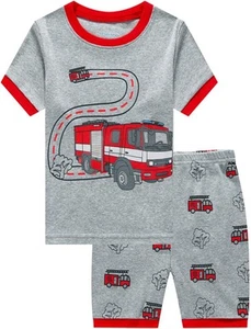 Toddler Boys Pajamas Short Sets Fire Truck Cotton 2 Piece 3T, 1#fire  - Picture 1 of 7