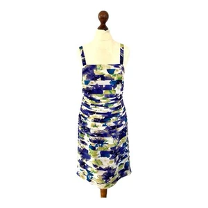 Condici Mother Of The Bride Dress Silk Blue Floral Ruched Occasion Wedding UK 10 - Picture 1 of 12