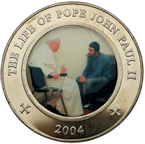 SOMALIA 25 SHILLINGS 2004 JOHN PAUL II MEETING MEHMET ALI AGCA COLOR UNC - Picture 1 of 2