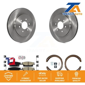 Rear Disc Rotors Semi-Metallic Pads And Parking Brake Shoes Kit For Cadillac SRX - Picture 1 of 12