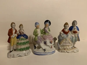 THREE Vintage Victorian/Colonial Porcelain Couples  Figurines  Made In Japan - Picture 1 of 2