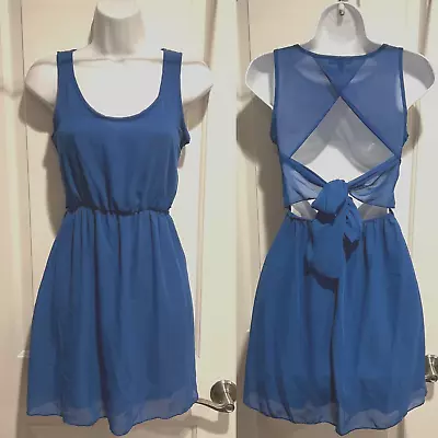 Vintage dELiA*s Blue Chiffon Open Cut Out Back Dress sz XS - Image 1 of 4