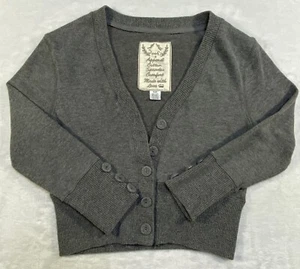 Poof Cardigan Sweater Girls S Cozy Mixed Stitch Heather Gray Buttoned - Picture 1 of 11