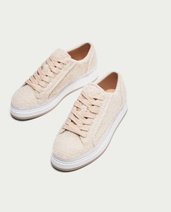 white platform trainers zara