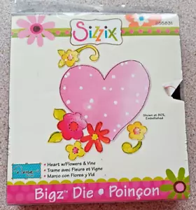 Sizzix Bigz Herz mit Blumen & Ranken ~ Bastelstanze ~ Nähen & Stoff NEU - Bild 1 von 3