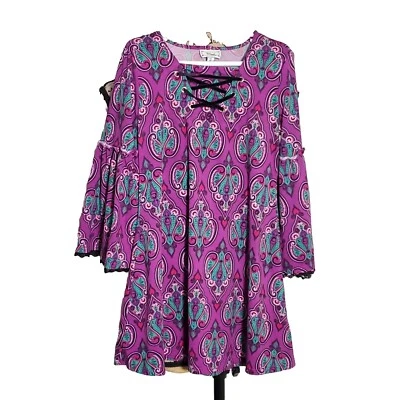 d-signed Disney colorful Bell Sleeve Lace Neck Girls Xs 6 Snow White Villian  - Image 1 of 4