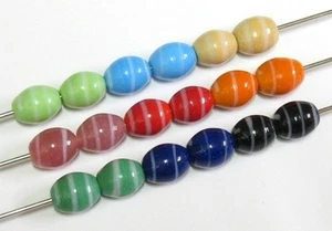 10 Glasperlen Perlen Olive Oval Swirl-Design 12-13x10mm Farbauswahl - Bild 1 von 9