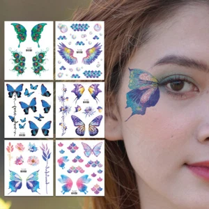 Mujeres Niños Mariposa Tatuaje Flores Impermeable Coloridas Pegatinas Artísticas Hágalo Usted Mismo - Imagen 1 de 27